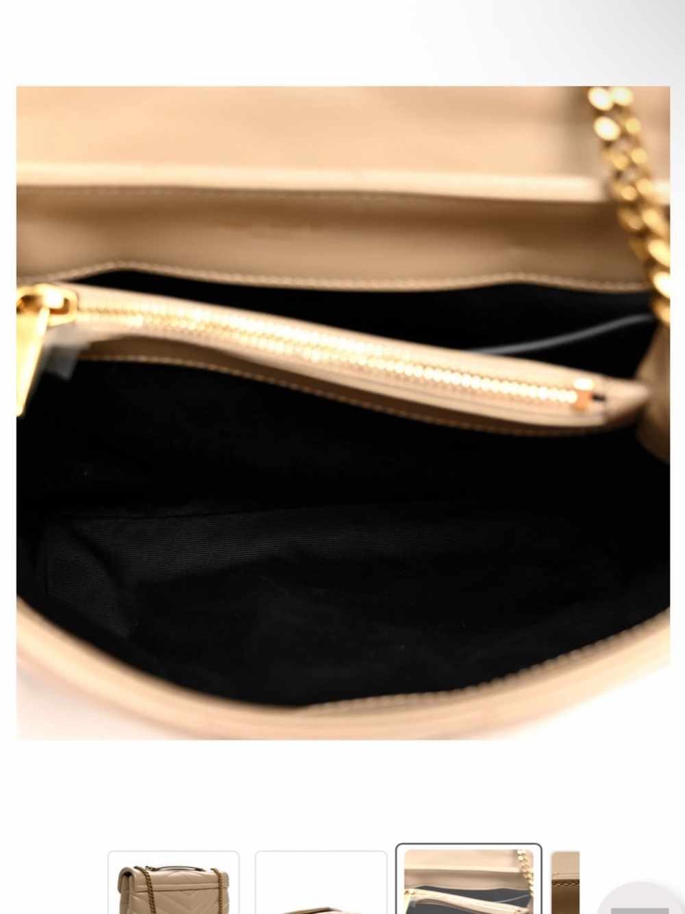 Inspired Saint Laurent Taupe Quilted Leather Shoulder Bag with Gold Logo - Picture 9 of 9